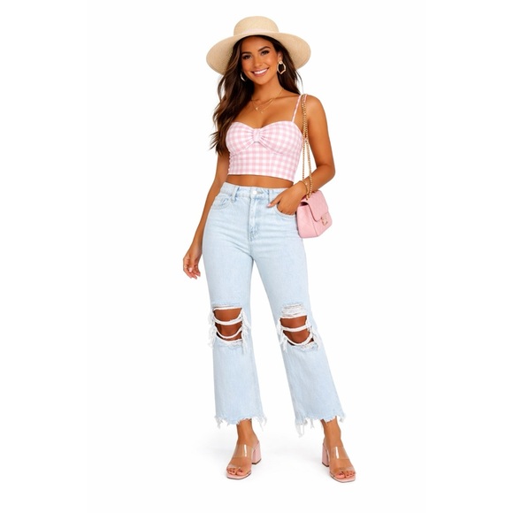 Vervet Denim - VERVET Ripped Crop Flare Jeans